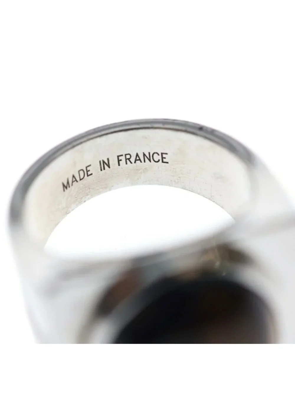 Louis Vuitton Tiger Eye Stone Chevalier Signet Ring Silver